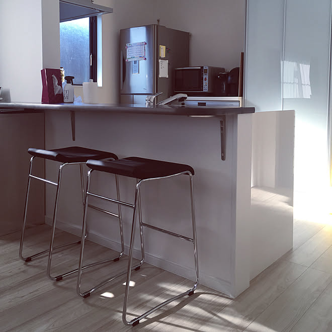 キッチンカウンター キッチン リシェルsi リクシル キッチン チェスナット などのインテリア実例 18 11 03 09 19 00 Roomclip ルームクリップ