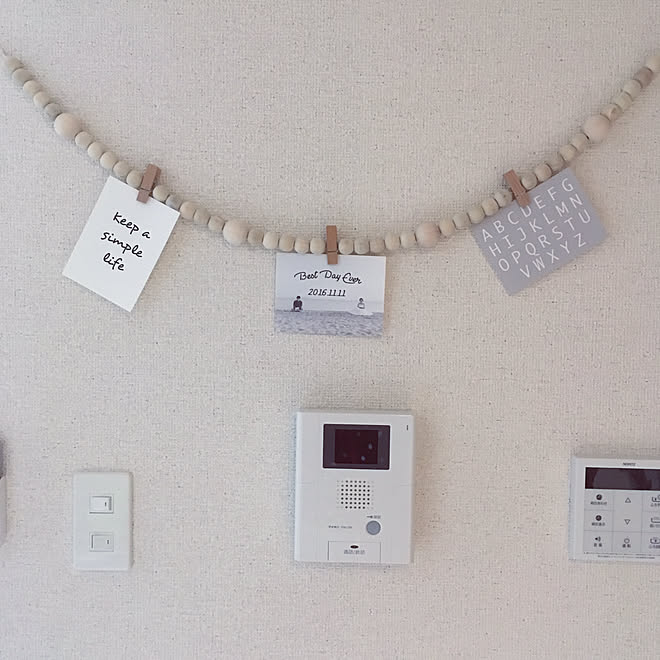 リビング ガーランド ウッドビーズガーランド ウッドビーズ モノトーン などのインテリア実例 18 02 14 46 14 Roomclip ルームクリップ