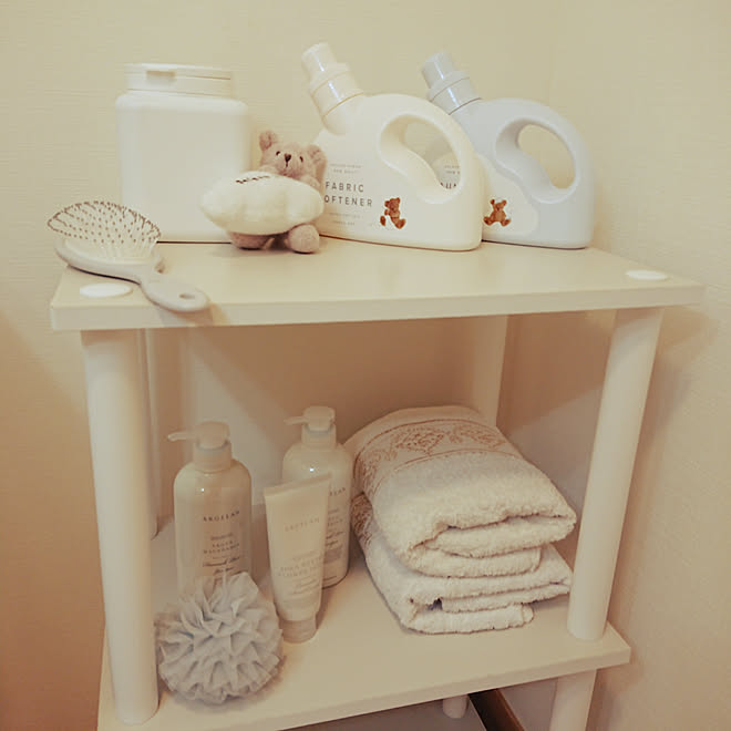 バス トイレ ゆめかわいい ジェラートピケ 洗剤置き場 洗剤詰め替えボトル などのインテリア実例 03 27 09 42 44 Roomclip ルームクリップ