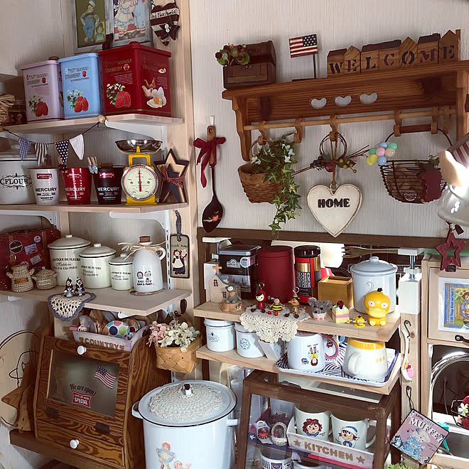 フェイクフラワー キャニスター缶セット Mercuryミニバケツ ケーニヒスクローネのセレブ缶 ディアウォールの棚 などのインテリア実例 05 16 09 55 09 Roomclip ルームクリップ