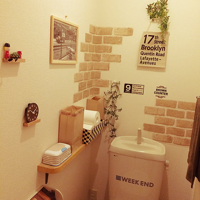 バス トイレ リメイクシート レンガ Brooklyn 賃貸 ダイソー などのインテリア実例 2017 08 31 07 48 03 Roomclip ルームクリップ