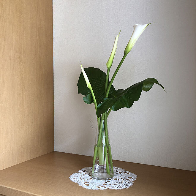花瓶 フラワーベース 花瓶のお花 ドイリー カラーの花 などのインテリア実例 22 06 01 14 54 40 Roomclip ルームクリップ