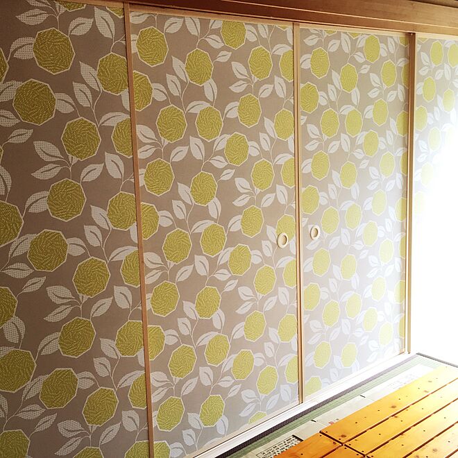 部屋全体 北欧 クロスを襖に 和室 リフォームのインテリア実例 2016