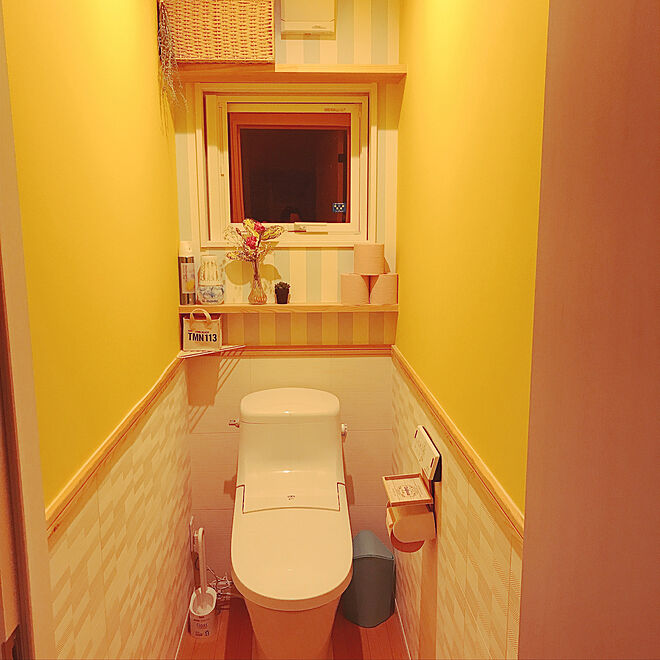トイレ/黄色の壁紙/バス/トイレのインテリア実例 20190924 191314 ｜ RoomClip