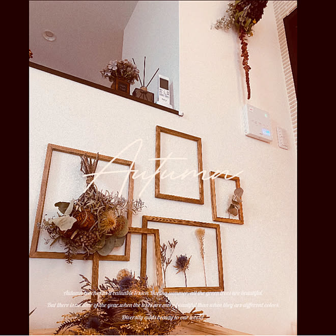 フラワーフレーム フォトフレームdiy ドライフラワーのある暮らし セリア 壁 天井のインテリア実例 21 10 31 11 30 12 Roomclip ルームクリップ