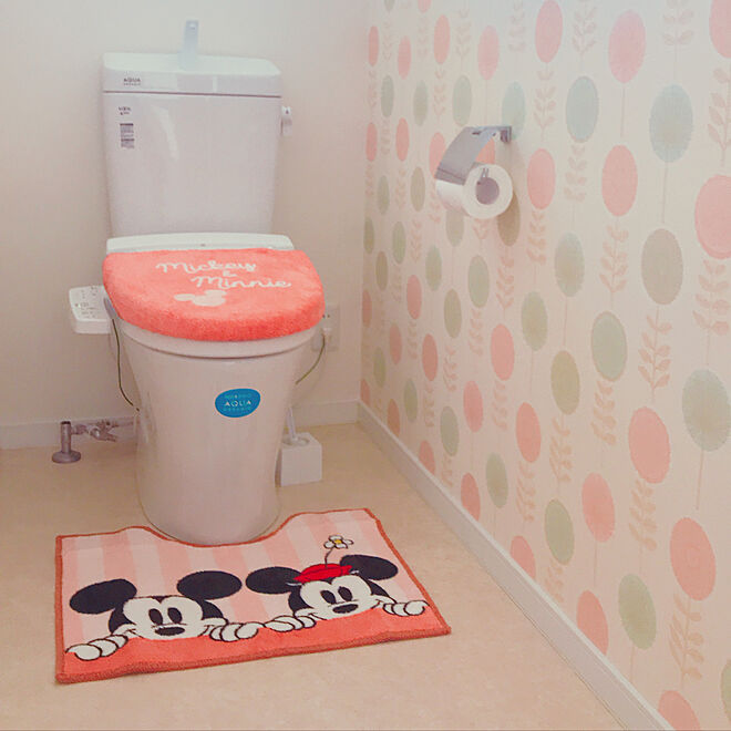 市場 トイレ2点セット トイレマット 暖房便座用フタカバー 洗浄 ディズニー