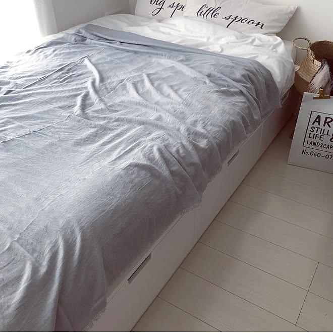 Nordli ﾉｰﾙﾄﾞﾘ White Gray 収納付きベッド セミダブルベッド ニトリ などのインテリア実例 02 15 09 05 17 Roomclip ルームクリップ