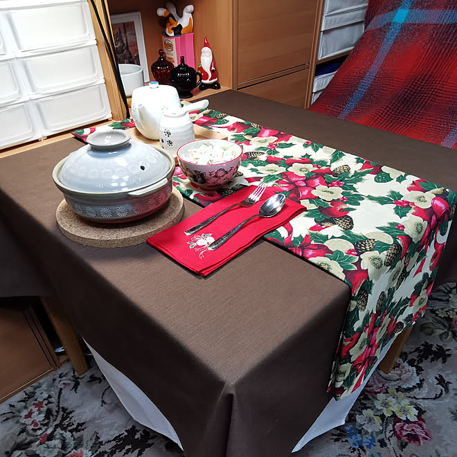 リビング テーブルクロス テーブルコーディネート テーブルレシピ Tablerecipe などのインテリア実例 21 12 17 19 29 06 Roomclip ルームクリップ
