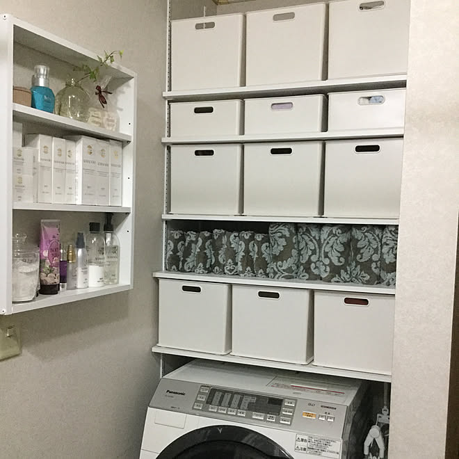 バス/トイレ/タオルは揃える/タオル収納棚DIY/タオル収納/洗濯機上収納&hellip;などのインテリア実例 20170912 0101