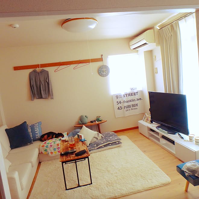 リビング 西海岸インテリアに憧れ中 賃貸 2dk 賃貸 いぬのいる暮らし などのインテリア実例 17 07 13 16 19 06 Roomclip ルームクリップ