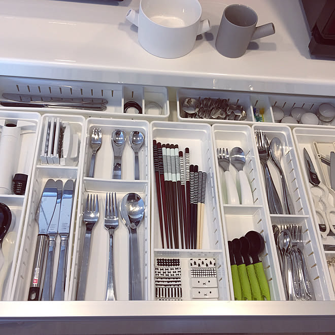 キッチン/カップボード/食器棚 収納/100均/カトラリー 収納...などのインテリア実例 - 2017-08-25 09:39:20