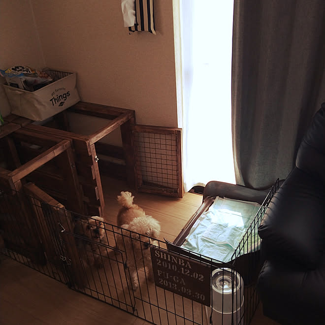 リビング ケージdiy ペットと暮らす家 ケージ 多頭飼い などのインテリア実例 09 08 09 27 06 Roomclip ルームクリップ