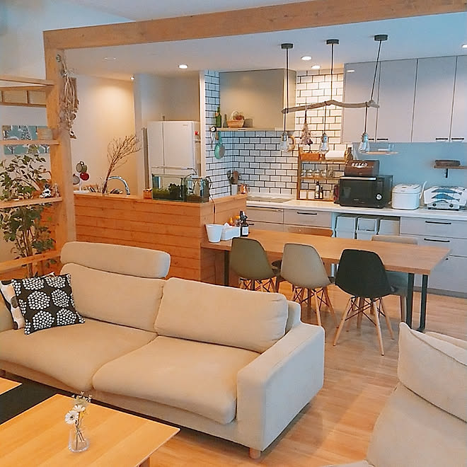 部屋全体/夕方の1枚..∞ﾟ*/無印良品/無印良品 ソファ/マリメッコ&hellip;などのインテリア実例 20190225 175054