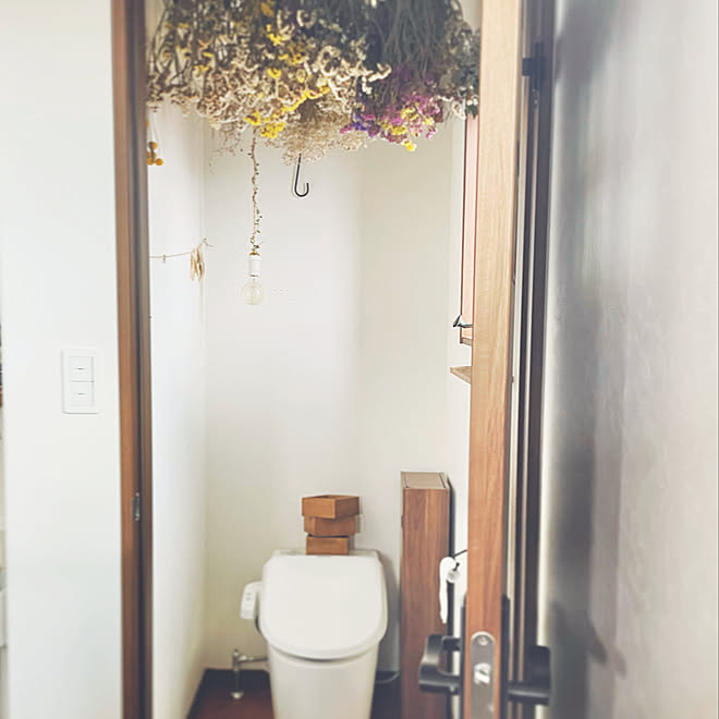 トイレインテリア トイレの壁 庭のお花 Diy スターチス ドライ などのインテリア実例 22 08 21 15 34 15 Roomclip ルームクリップ