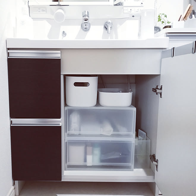 バス トイレ 洗面台下収納 無印良品 やわらかポリエチレンケース 建売住宅 などのインテリア実例 06 28 14 31 12 Roomclip ルームクリップ