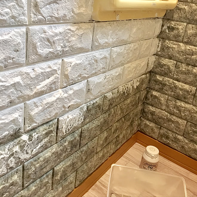 バス トイレ リメイクシート 発泡レンガ クッションレンガシート ダイソー などのインテリア実例 17 09 22 16 48 18 Roomclip ルームクリップ