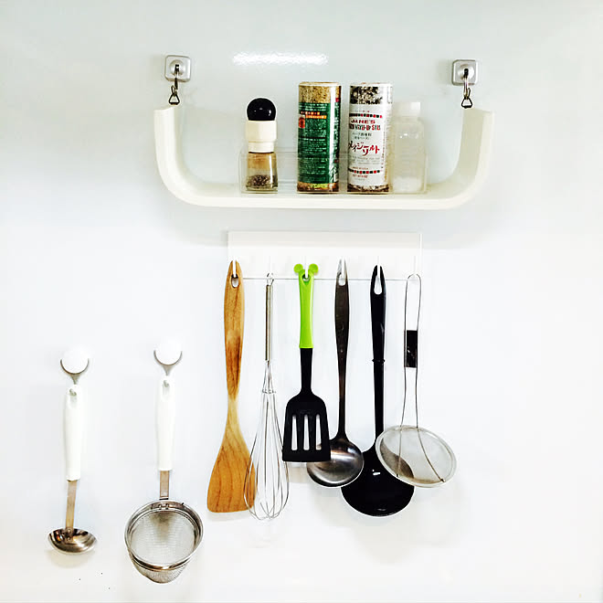キッチン おたま 磁石のつく壁 ニトリ 調味料ラック などのインテリア実例 17 08 30 18 03 08 Roomclip ルームクリップ