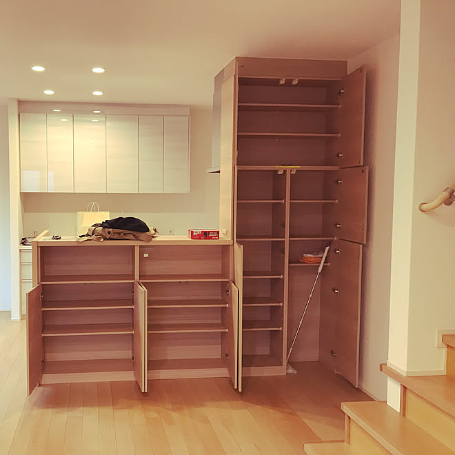 キッチン ダイニング側収納 クリナップクリンレディ 対面キッチンのインテリア実例 19 02 02 09 18 55 Roomclip ルームクリップ