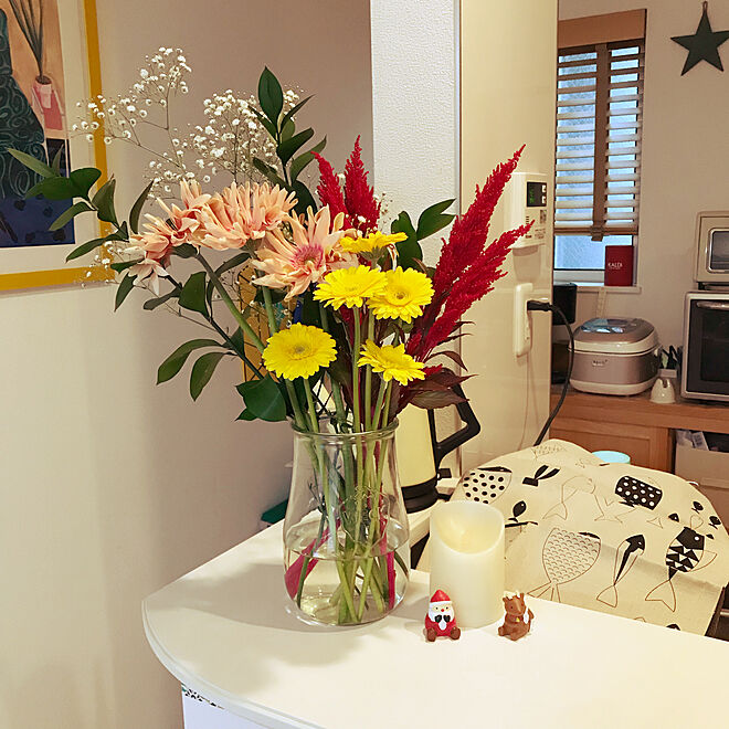 リビング Weckの瓶 花瓶のお花 ダリア 花のある暮らし などのインテリア実例 18 12 02 15 41 48 Roomclip ルームクリップ