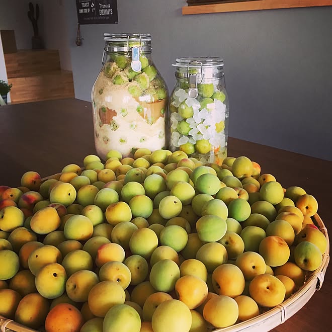 机 果実酒の瓶2 無印良品 南高梅 キビ砂糖 などのインテリア実例 17 06 13 29 51 Roomclip ルームクリップ