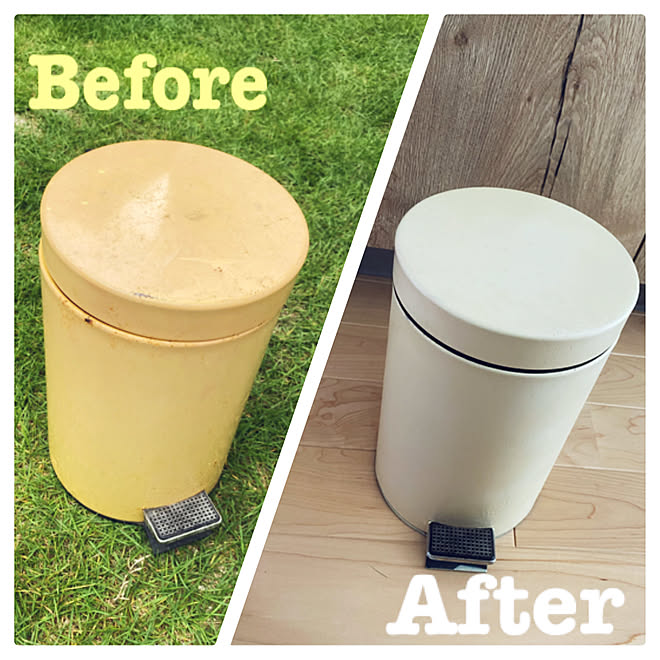 納得の出来 Before After ヤスリ掛け ダイソースプレーペンキ ゴミ箱リメイク などのインテリア実例 09 05 17 23 41 Roomclip ルームクリップ