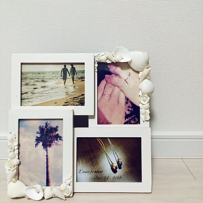 棚 夜な夜な作業部 貝殻フォトフレーム 貝殻の問屋さん 貝殻インテリア などのインテリア実例 16 11 10 02 31 10 Roomclip ルームクリップ