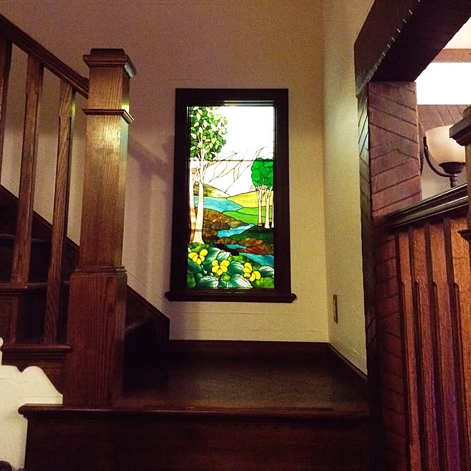 ステンドグラス アンティーク 階段の踊り場 照明 部屋全体のインテリア実例 15 11 22 56 37 Roomclip ルームクリップ