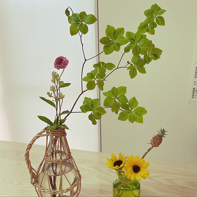 スカビオサ ドウダンツツジ ミニパイナップル 花瓶 フラワーベースのインテリア実例 22 06 05 15 39 50 Roomclip ルームクリップ