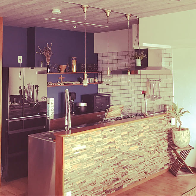 アクセントクロス 北欧ヴィンテージ 木製タイル 植物のある暮らし Acme Furniture などのインテリア実例 05 22 16 02 27 Roomclip ルームクリップ