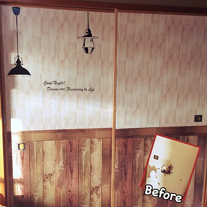 ベッド周り 襖リメイク 和室を洋室に ダイソー リメイクシート などのインテリア実例 17 02 06 12 46 13 Roomclip ルームクリップ