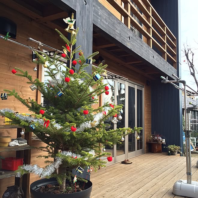 部屋全体 モミの木 クリスマスツリー Bessの家 ウッドデッキのインテリア実例 15 11 29 10 00 07 Roomclip ルームクリップ