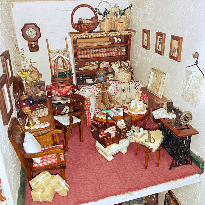 昭和レトロ　ミニチュア家具　ドールハウス　木製　洋風　玩具　アンティーク