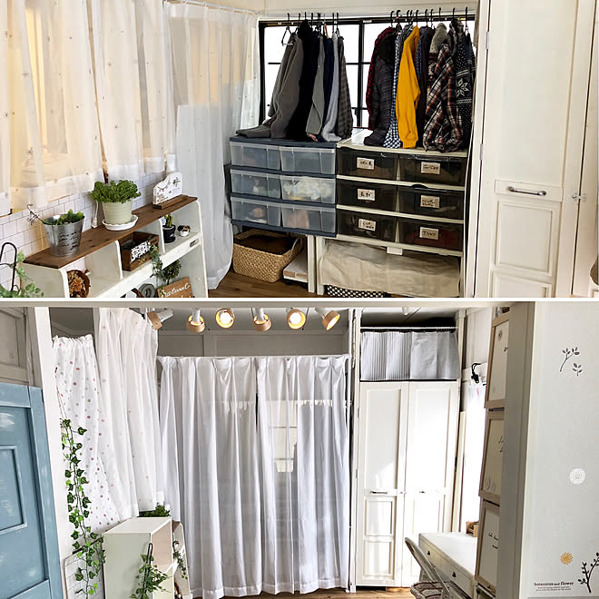 お返事前にごめんなさい ディアウォール 収納棚diy つっぱりカーテンポール 隠してます などのインテリア実例 19 02 26 14 32 49 Roomclip ルームクリップ