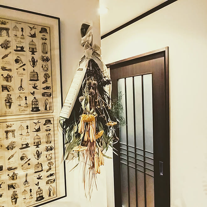 玄関/入り口/NO GREEN NO LIFE/DIY/ドライフラワー/ユーカリドライ...などのインテリア実例 - 2020-01-21 21:37:15