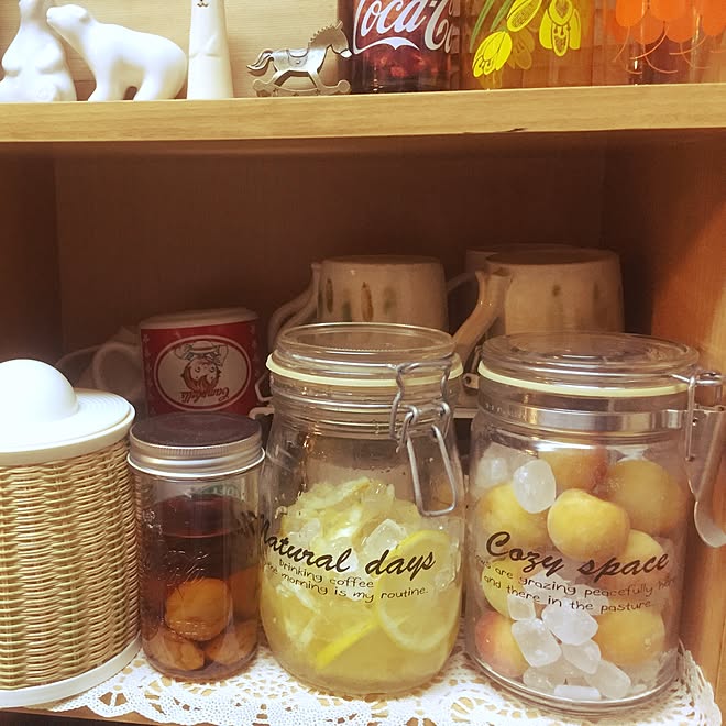 棚 キッチン収納 梅シロップ セリア 保存瓶 などのインテリア実例 16 06 19 16 03 Roomclip ルームクリップ