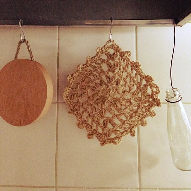 キッチン 無印良品 団地 編み物 鍋敷き などのインテリア実例 15 02 16 23 37 08 Roomclip ルームクリップ