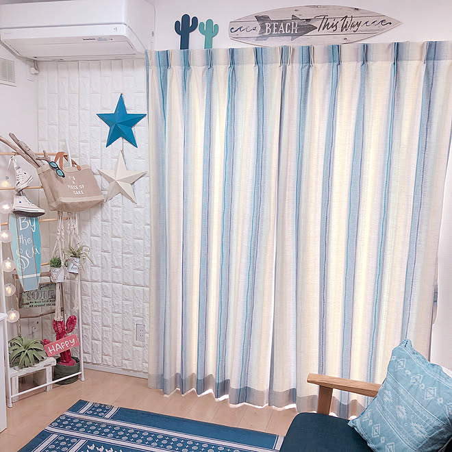 リビング 西海岸インテリア Beach House こどもと暮らす カーテン などのインテリア実例 18 09 14 09 32 26 Roomclip ルームクリップ
