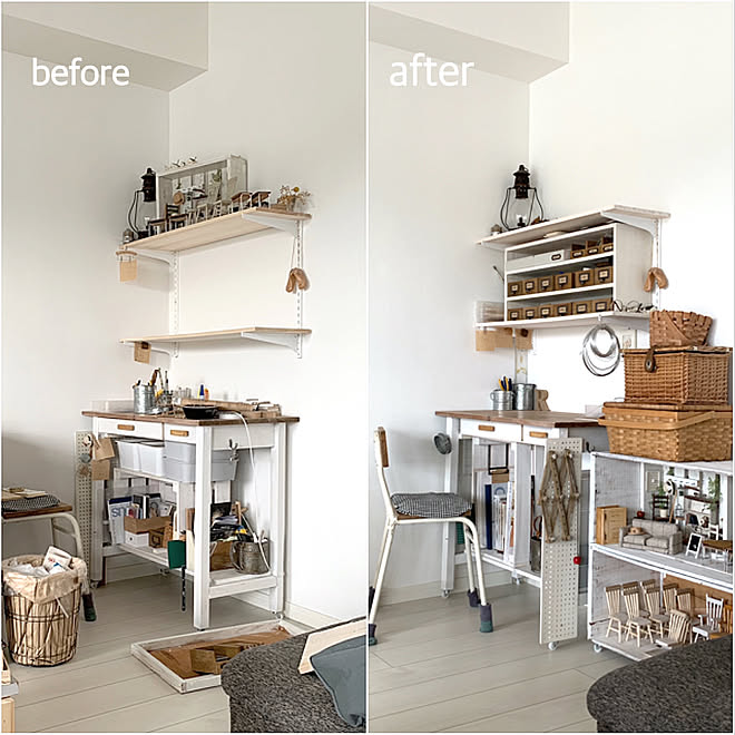 作業スペース 片付け中 すっきり暮らしたい 物を減らしたい 家中すっきり計画 などのインテリア実例 19 07 24 09 07 Roomclip ルームクリップ