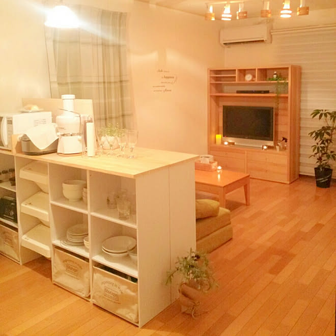 部屋全体/見せる収納/カフェ風/カラーボックス DIY/IKEAテレビ台&hellip;などのインテリア実例 20170927 123950