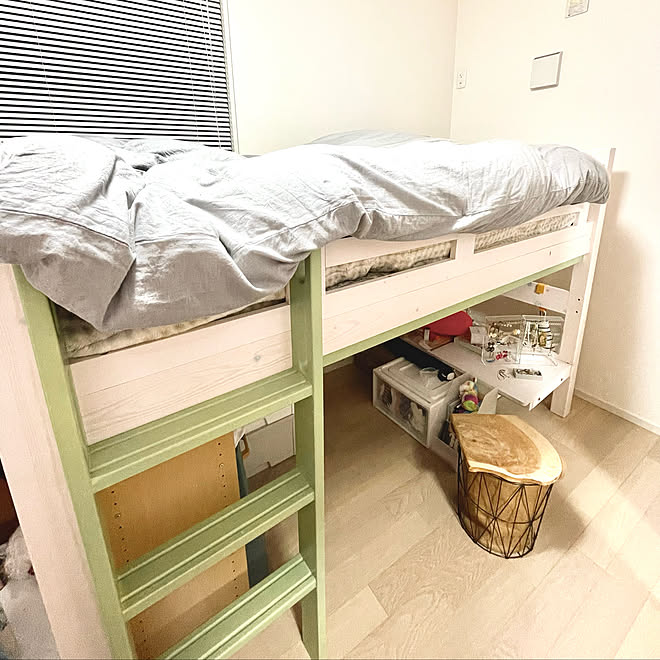 ベッド下収納 子供部屋女の子 ロフトベッド モニター応募投稿 木が好き などのインテリア実例 22 03 23 19 40 38 Roomclip ルームクリップ