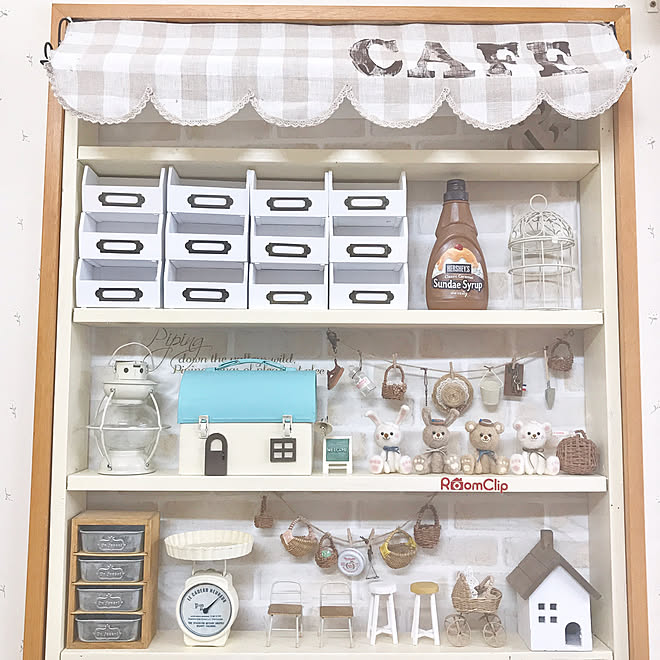 棚/cafe風/3コインズ雑貨/二世帯住宅/ダイソー♡&hellip;などのインテリア実例 20170804 111830