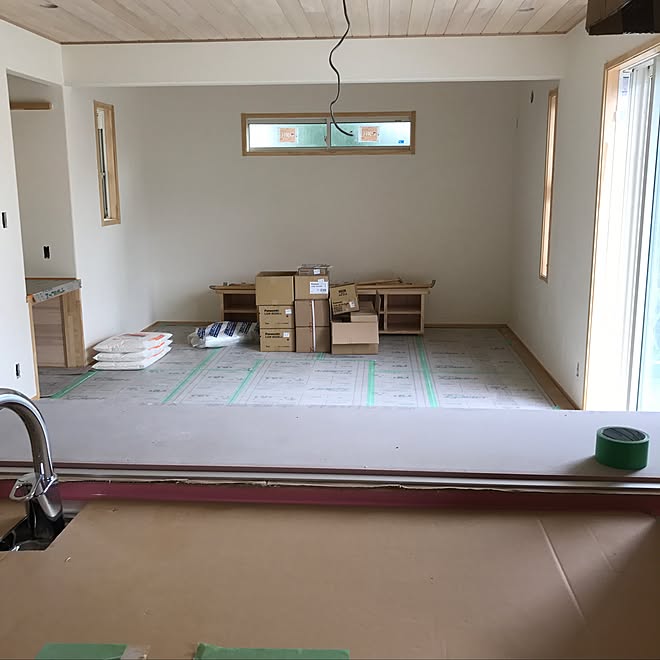 キッチン もみの木 ほたて漆喰の壁 漆喰 建築中のインテリア実例 17 06 11 22 53 35 Roomclip ルームクリップ