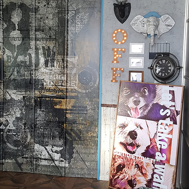 部屋全体 リフォーム選手権 ワンコのいる生活 男前化計画 壁紙屋本舗 などのインテリア実例 18 01 25 10 34 23 Roomclip ルームクリップ