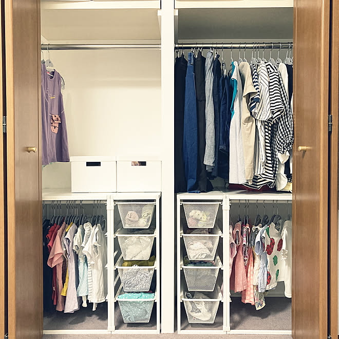 クローゼット収納 寝室 Ikea こども服収納 中古マンションリフォーム などのインテリア実例 21 09 11 14 21 18 Roomclip ルームクリップ