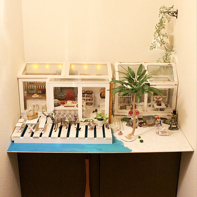 ヤシの木 動物フィギュア おうちモチーフ 下駄箱の上 ミニチュアハウス などのインテリア実例 19 06 29 12 15 28 Roomclip ルームクリップ