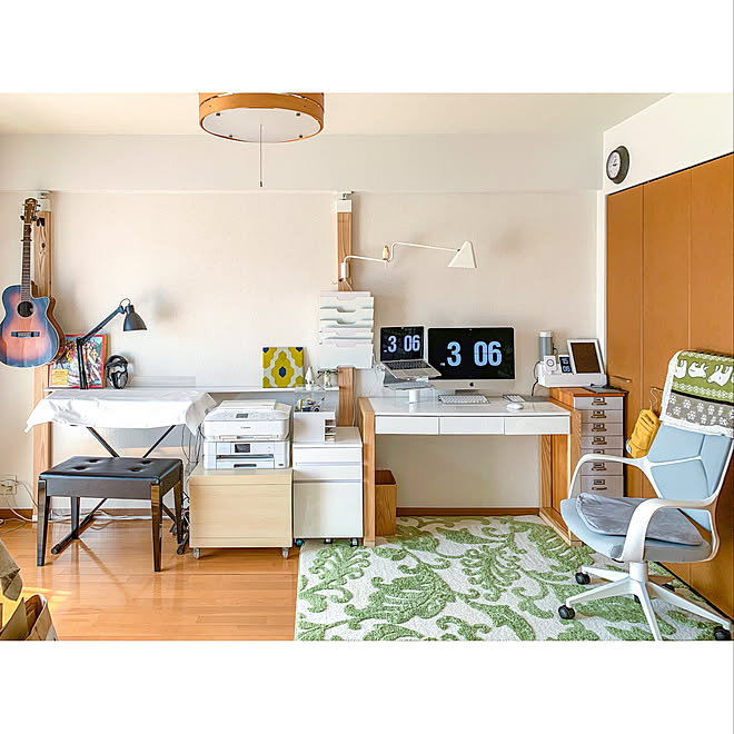 iMac/ワークチェア/キーボード/IKEA/ホワイト×ウッド&hellip;などのインテリア実例 20190328 225222