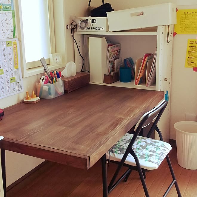 机 学習机 Diy カラーボックスのインテリア実例 17 03 06 09 38 17 Roomclip ルームクリップ