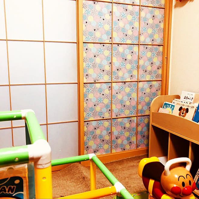 障子に布を 障子の張り替え 障子リメイク 子供部屋 部屋全体 などのインテリア実例 18 02 28 13 42 35 Roomclip ルームクリップ