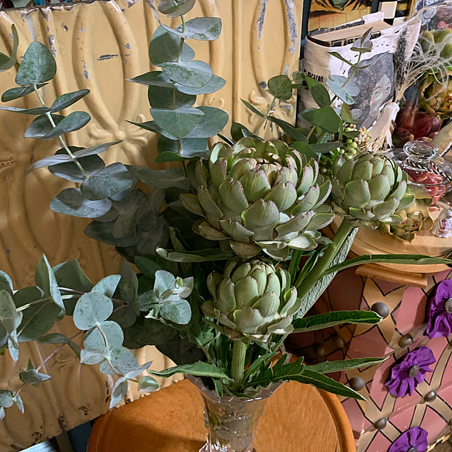 ユーカリ アーティチョーク ティンパネル アート マンションインテリア などのインテリア実例 06 01 07 57 16 Roomclip ルームクリップ