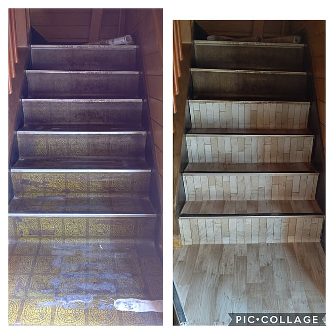 階段リメイク カッティングシート Nafco 木目調シートのインテリア実例 05 23 22 34 37 Roomclip ルームクリップ